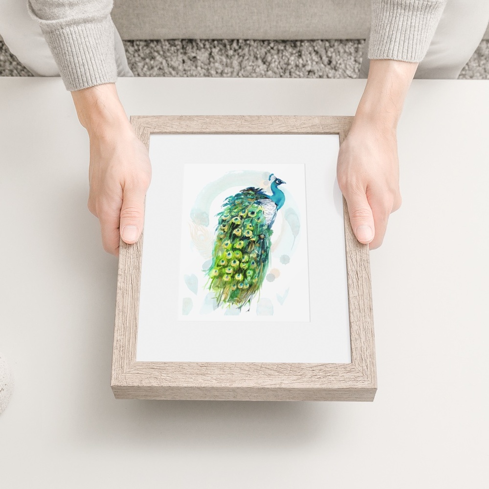 Watercolor Peacock Wall Art Illustration Print Poster Card Unframed - Picture 7 of 7